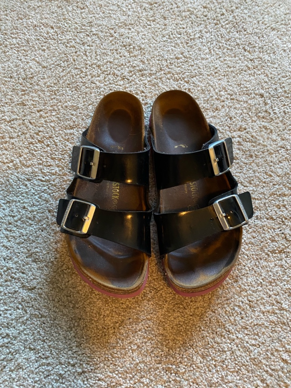 Birkenstock Black Double-Strap Kids Sandals with Brown Footbed